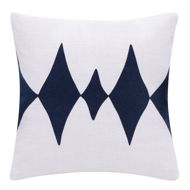 Handwoven Diamond Pulse Square Throw Pillow Cover - 20" - White and Blue