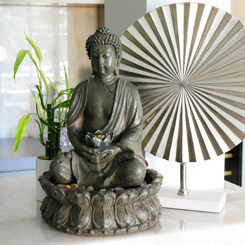 Tabletop Buddha Water Feature with LED light