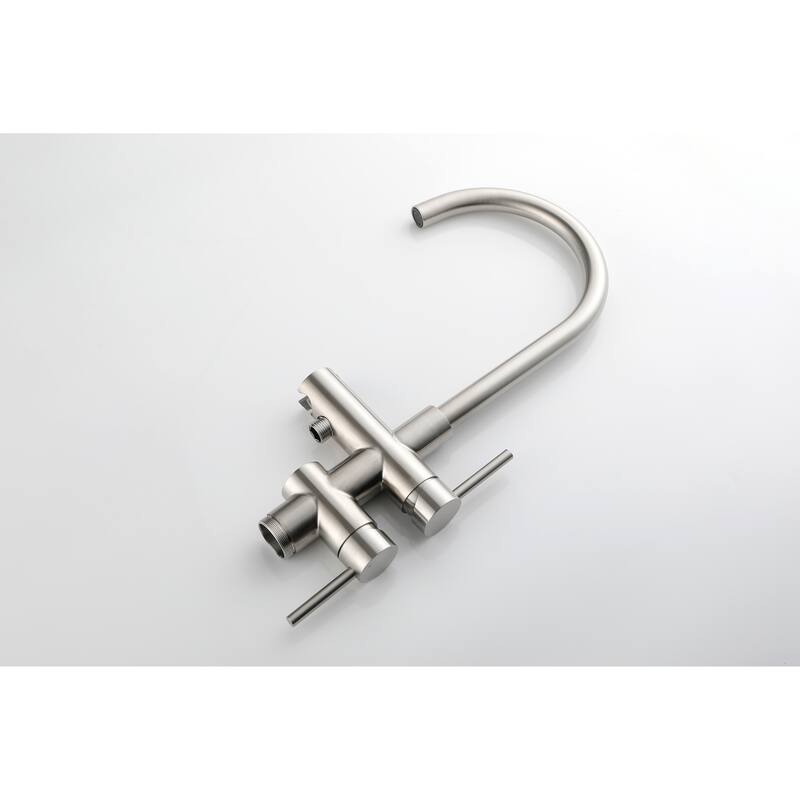 Floor Mounted Tub Faucet High Flow Freestanding Tub Filler Faucet with Handheld Shower Head and Swivel Spout