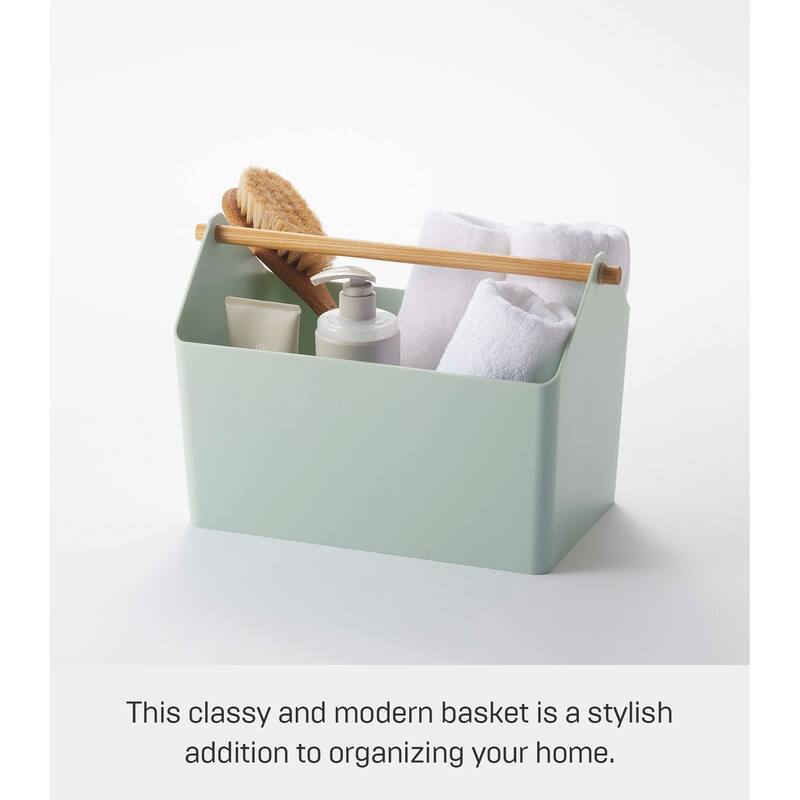 Yamazaki Home Storage Caddy, Plastic and Wood, Holds 4.4 lbs - L 8.27 x W 14.57 x H 9.45 inches