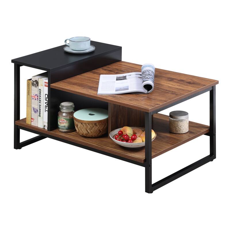 Morden Rectangle Coffee Table with Storage Shelves, 31.5" - 31.5 x 19.6"