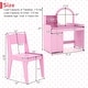 preview thumbnail 6 of 20, Costway Kid Vanity Table Chair Set 2-Color LED Lights Large Drawer - See Details