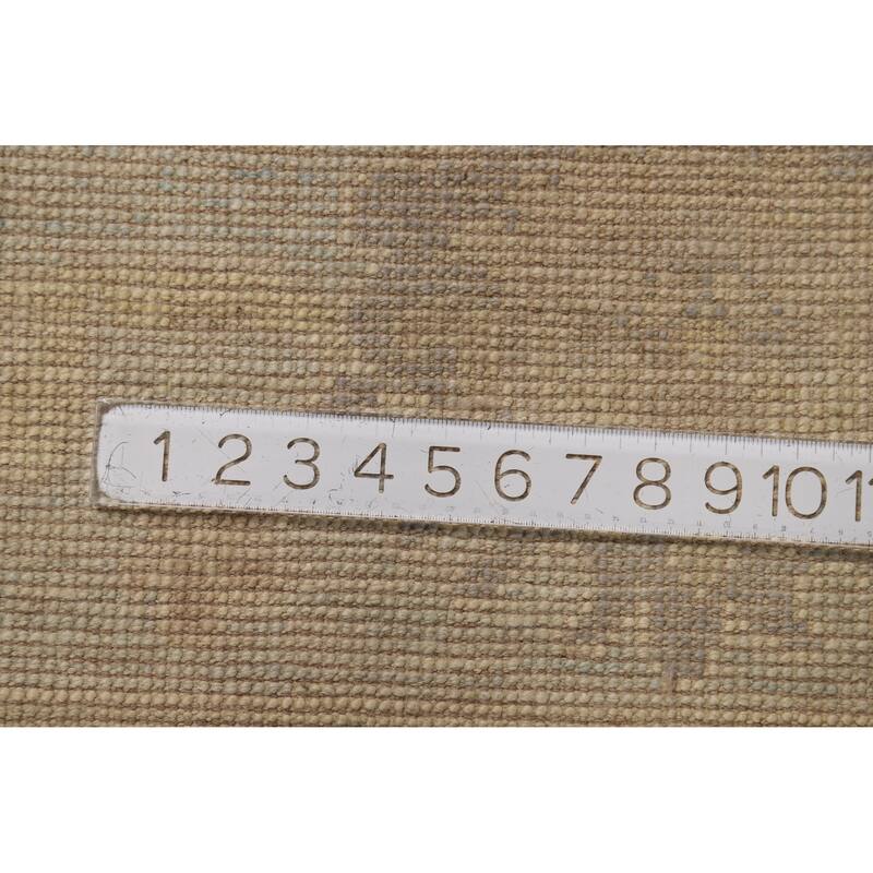 Vegetable Dye Oushak Turkish Large Rug Hand-Knotted Beige Wool Carpet - 10'0"x 14'7"