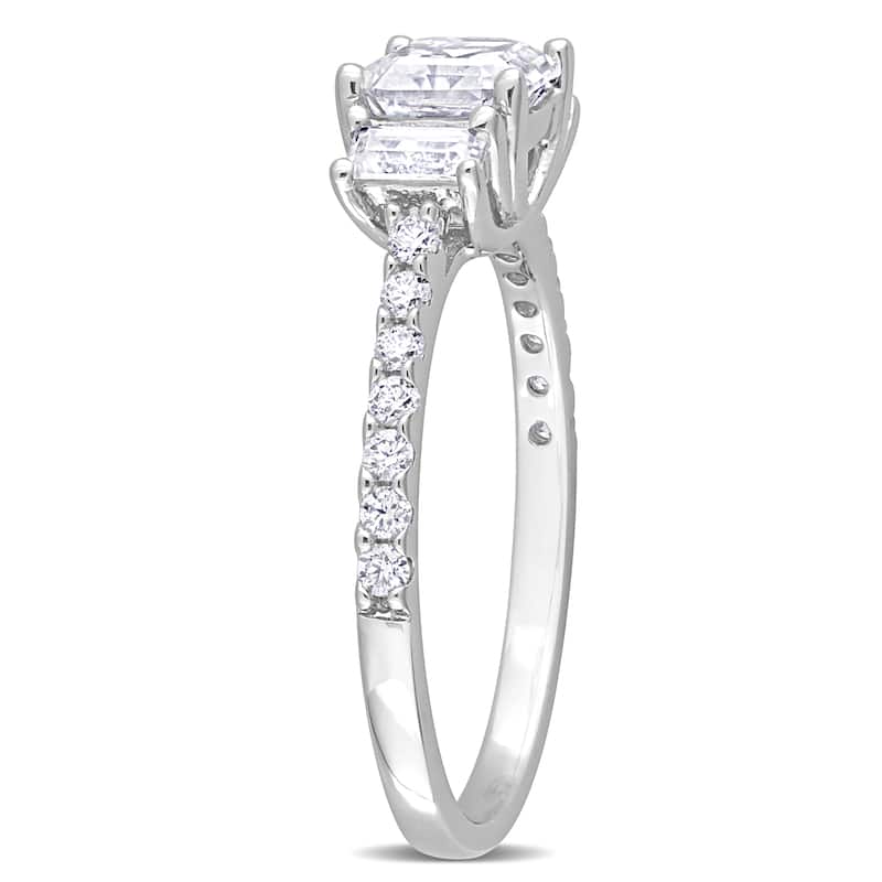 Miadora 1 1/3ct DEW Created Moissanite Three Stone Ring in Sterling Silver