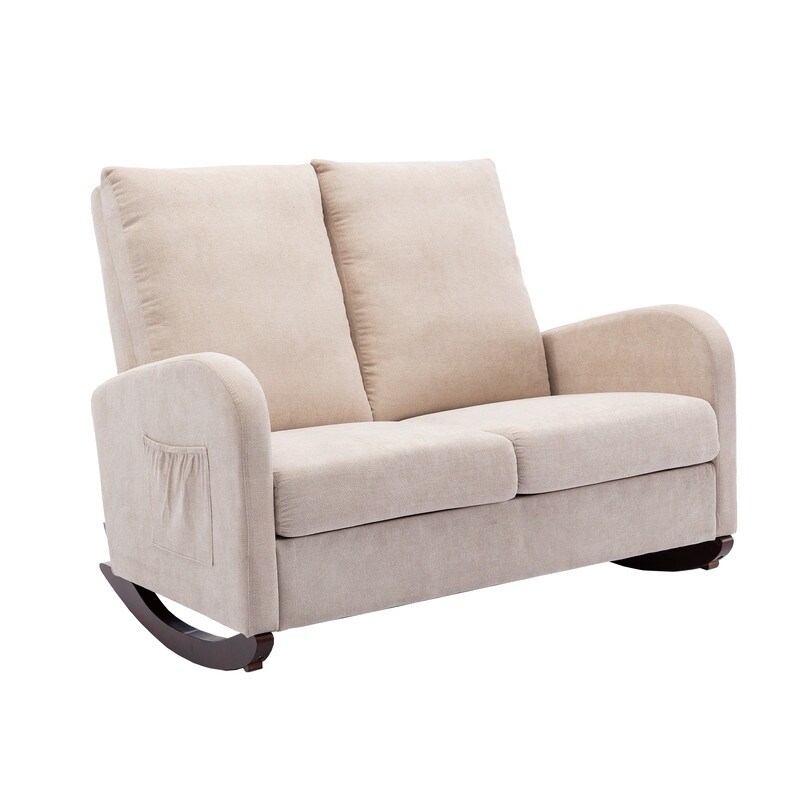 Modern Double Rocking Chair Upholstered Oversized Glider Rocker