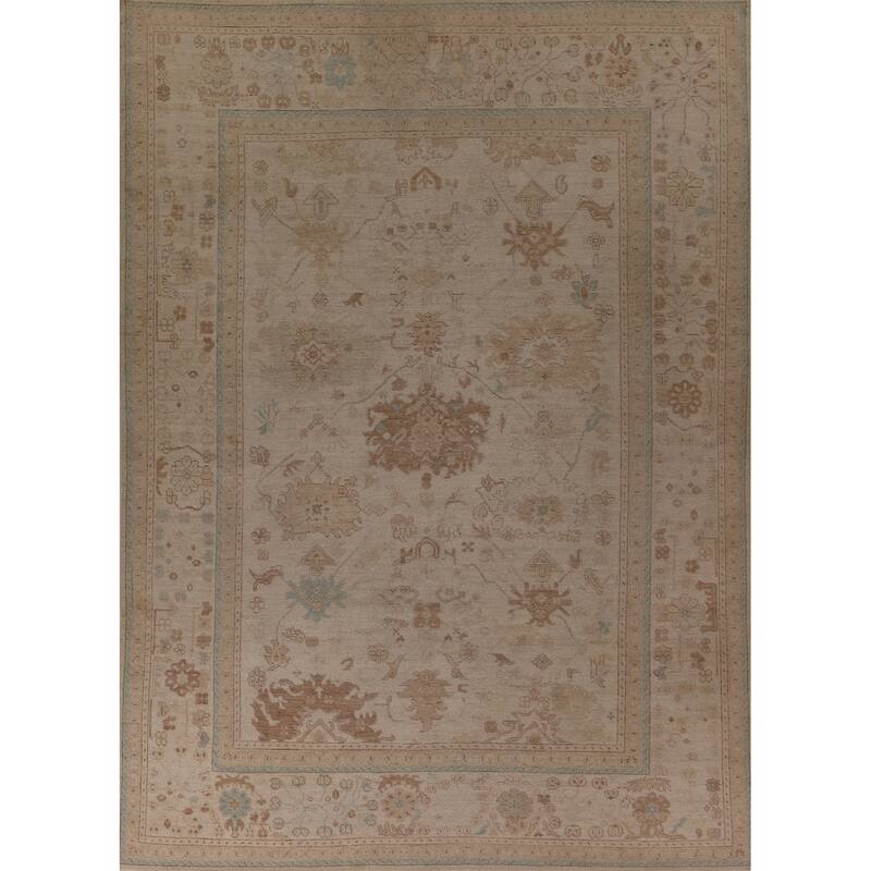 Earth Tone Oushak Vegetable Dye Area Rug Handmade Wool Carpet - 8'1" x 11'0"