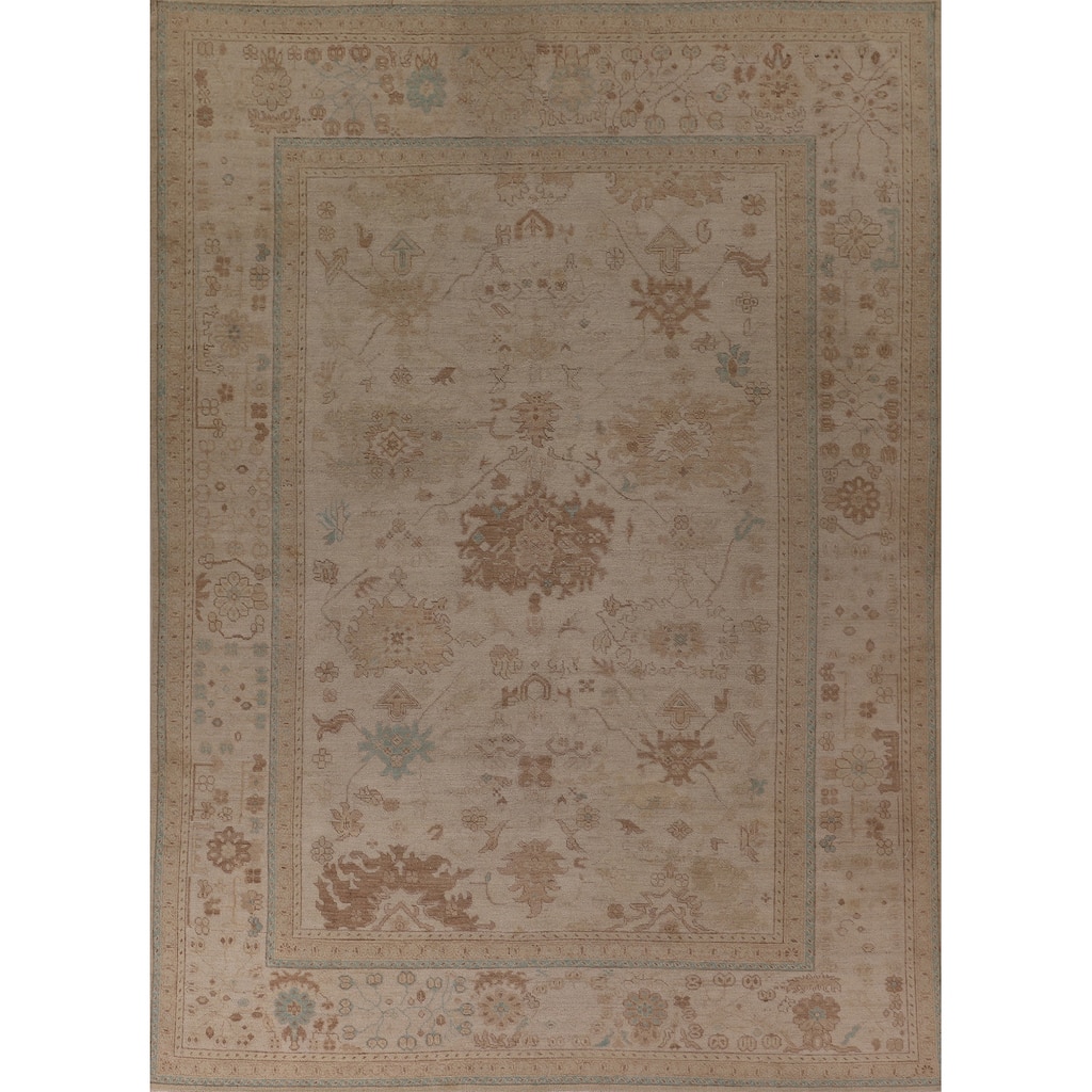 Earth Tone Oushak Vegetable Dye Area Rug Handmade Wool Carpet - 8'1" x 11'0"