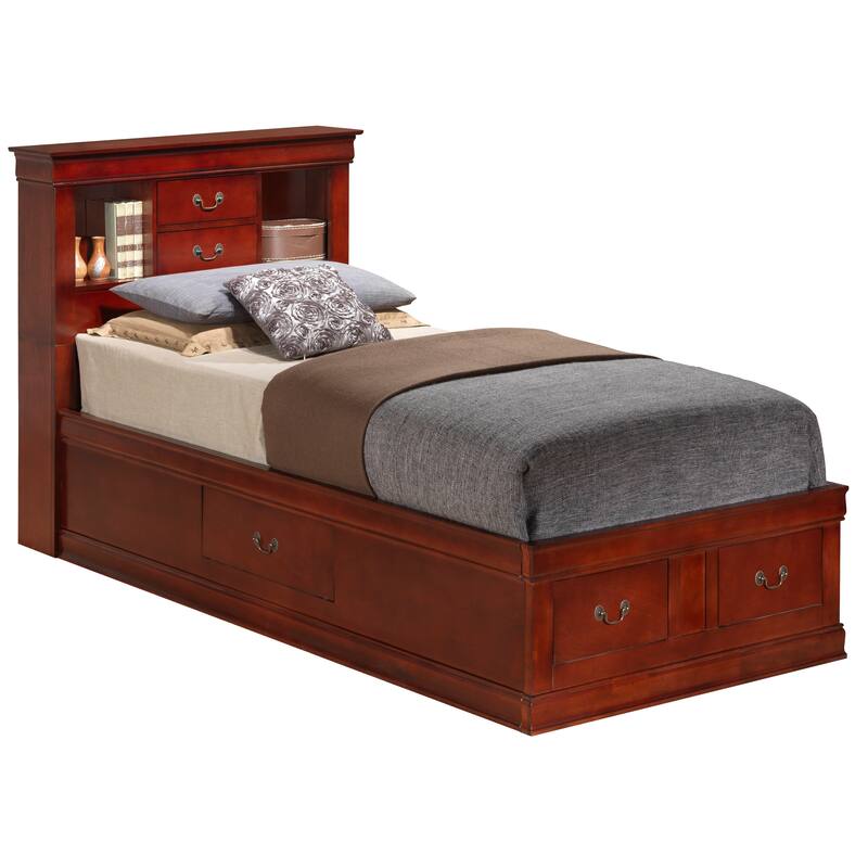 Glory Furniture Louis Phillipe Storage bed - Cherry - Twin
