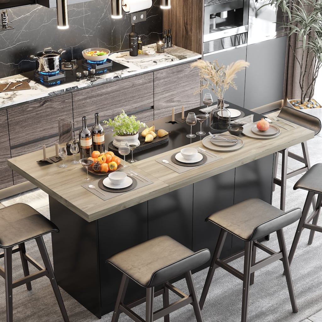 Modern Kitchen Island - Storage Cabinet, Large Countertop, Prep Station