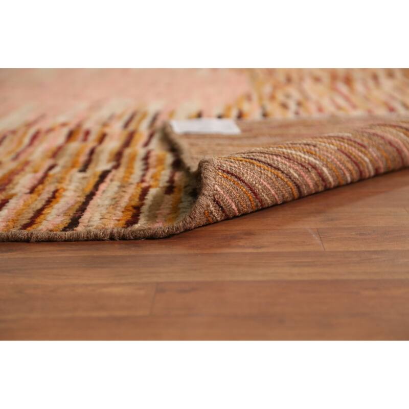 Geometric Orange Moroccan Oriental Rug Handmade Wool Carpet - 8'7" x 9'9"