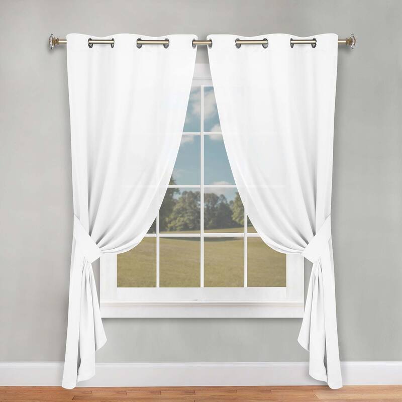 Superior Solid Machine Washable Room Darkening Blackout Curtains with Back Tabs, Set of 2