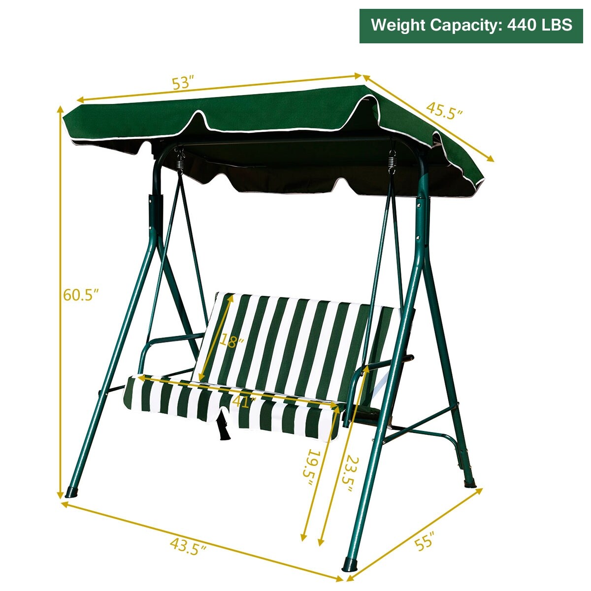 Shop Costway Loveseat Patio Canopy Swing Glider Hammock Cushioned Steel On Sale Overstock 16637755