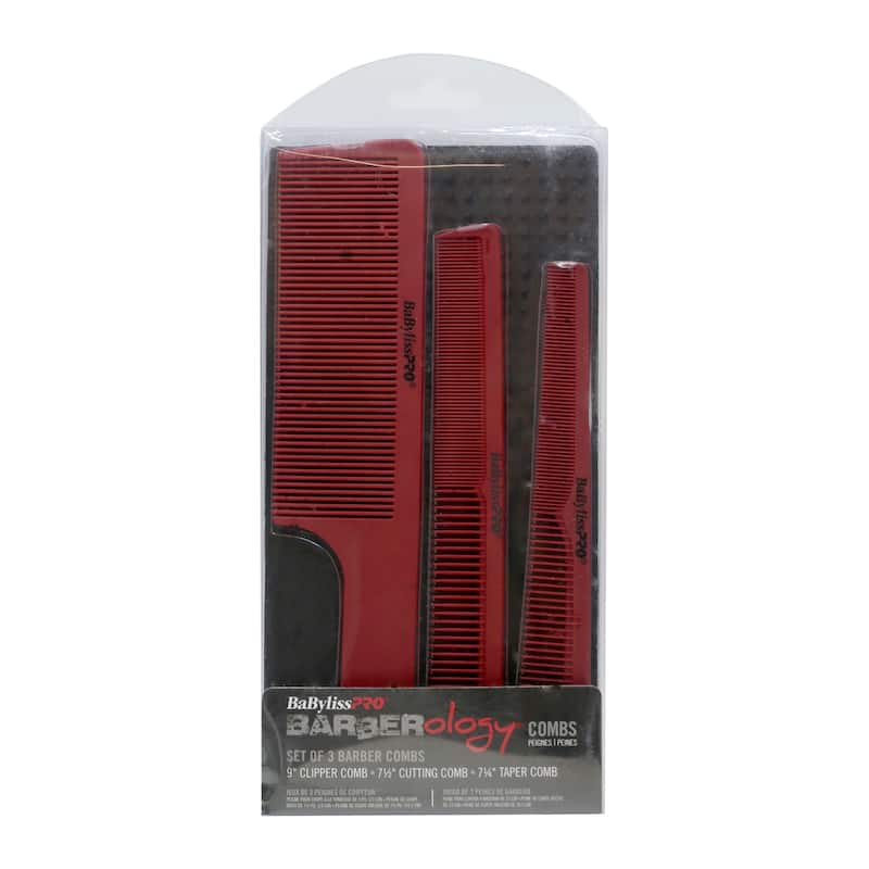 12x Babyliss Pro Barberology Comb Set (Clipper, Cutting, Taper Combs) - Red