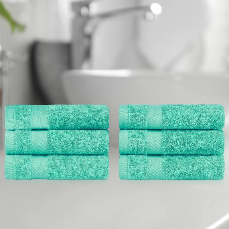 Superior Luxury Solid Highly Absorbent Egyptian Cotton Hand Towel - (Set of 6)