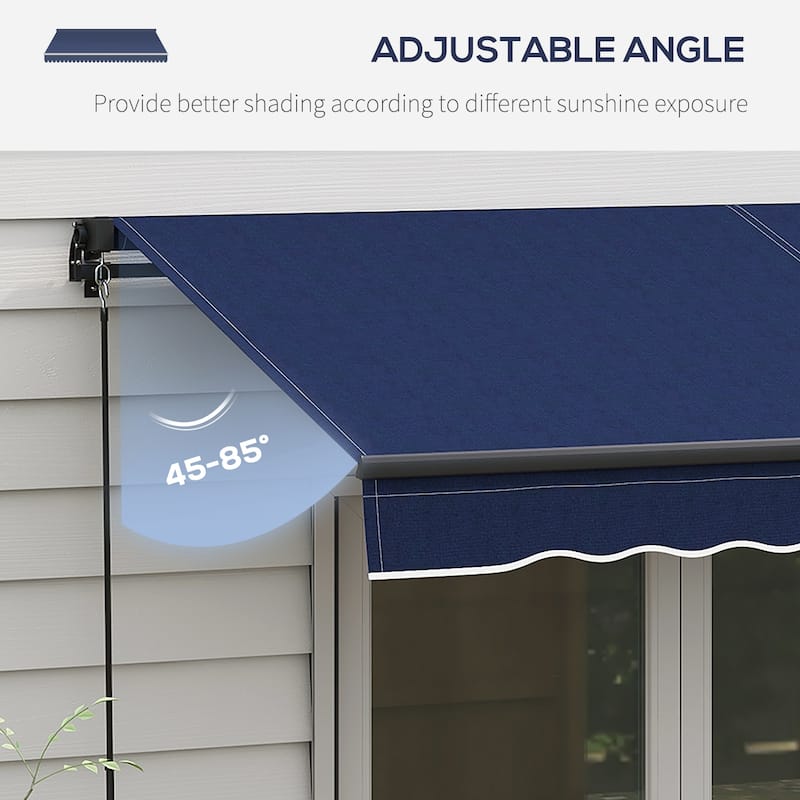 Outsunny 8' x 6.5' Retractable Awning, Patio Awning Sunshade Shelter with Manual Crank Handle, 280gsm UV Resistant Fabric