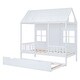 preview thumbnail 6 of 11, Twin House Bed with Trundle & Playhouse Design, Solid Wood Frame