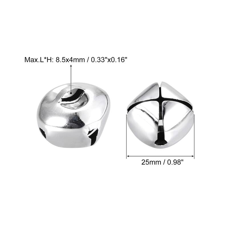 Jingle Bells, 25mm 8pcs Small Bells for Crafts DIY Christmas, Gold Tone - 25mmx25mm - Silver Tone