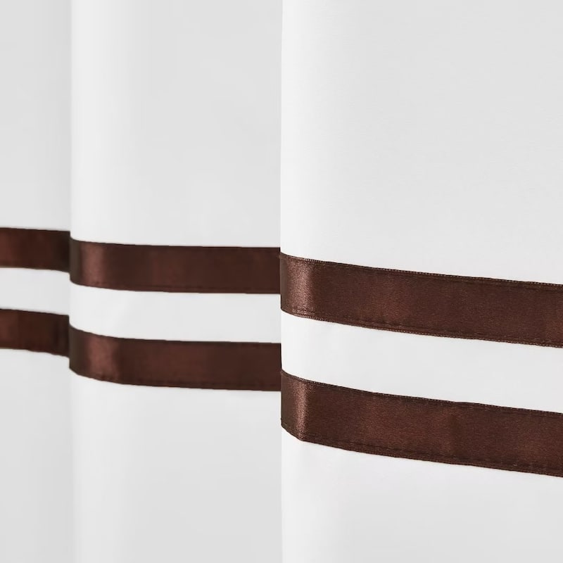No Hooks Stripe Shower Curtain with Snap-in Liner