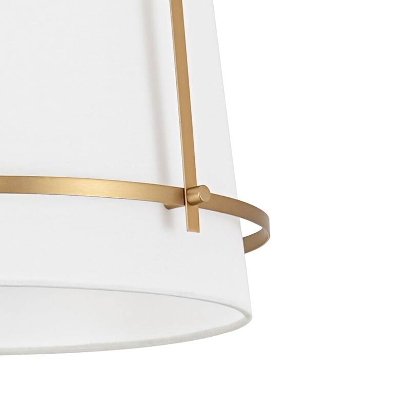 Modern 1-Light Round Cylinder White Fabric Cage Pendant Chandelier