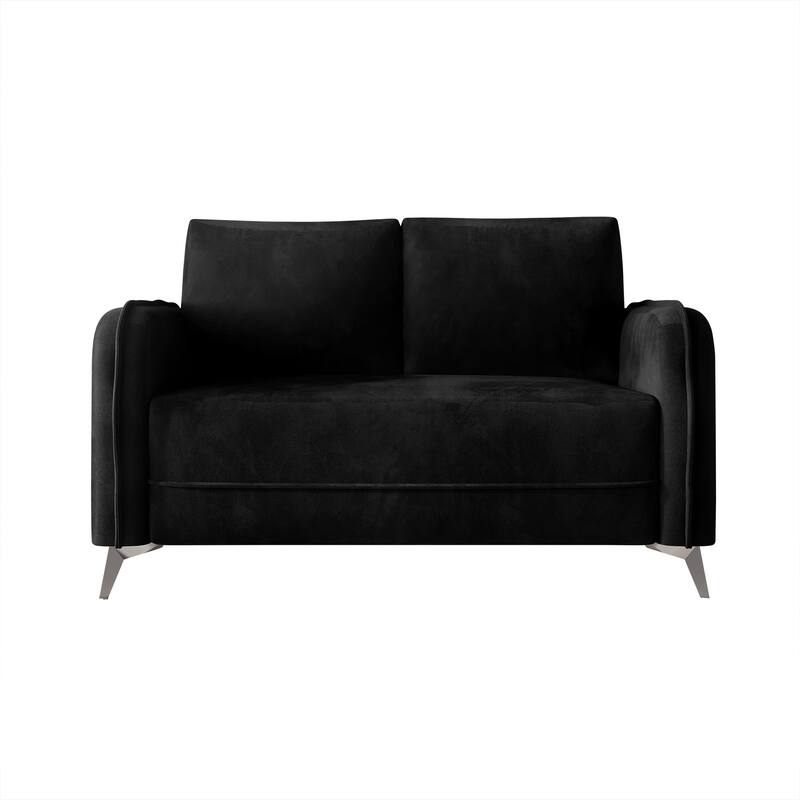 CraftPorch Luxurious Velvet Upholstered Loveseat - N/A - Black