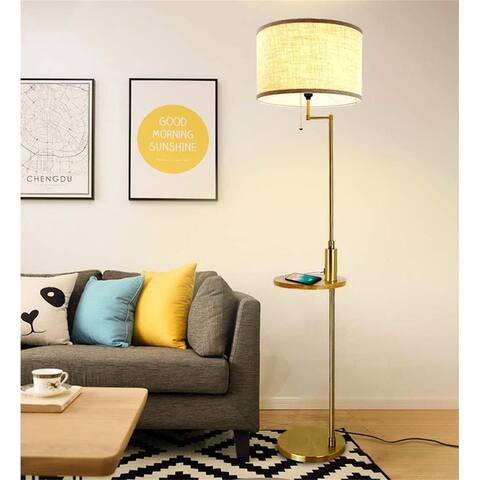 Floor Lamp With USB Charging Port And Side Table