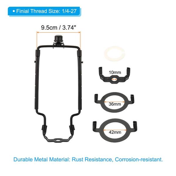 Lamp Harp Kit with Finial, 2 Set Adjustable Lamp Shade Holder with Base, Black Bed Bath