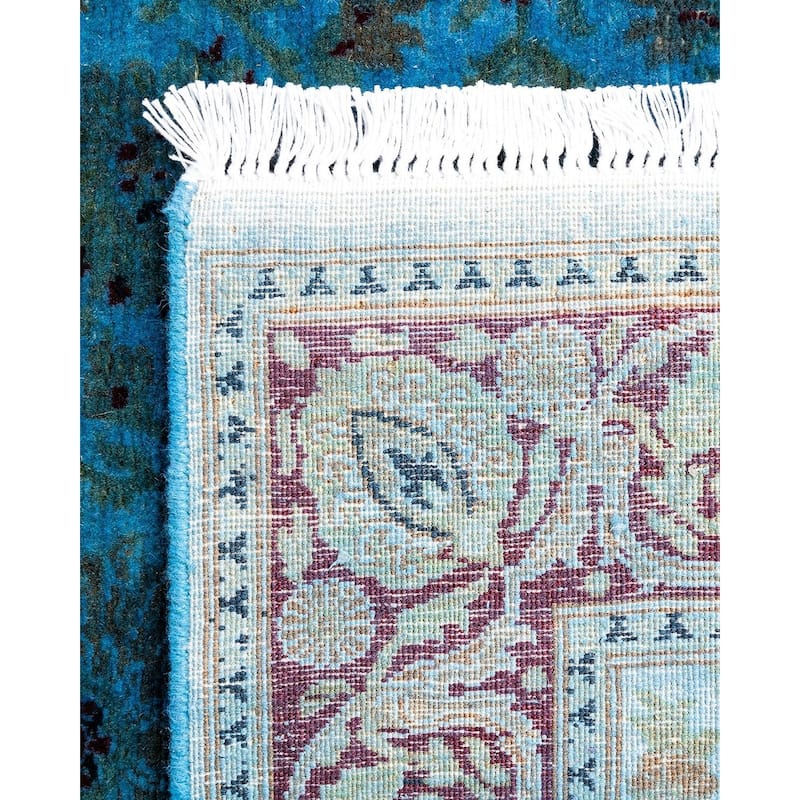 Fine Vibrance One-of-a-Kind Hand-Knotted Runner Rug - Blue, 2' 6" x 11' 1" - 2' 6" x 11' 1"