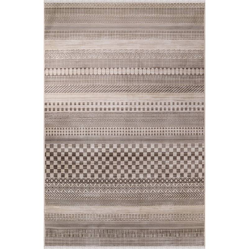 Anna Collection Traditional Beige/Red/Grey Area Rug