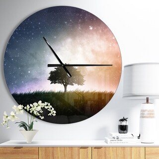 Designart 'Single Tree Space Background' Oversized Traditional Wall CLock