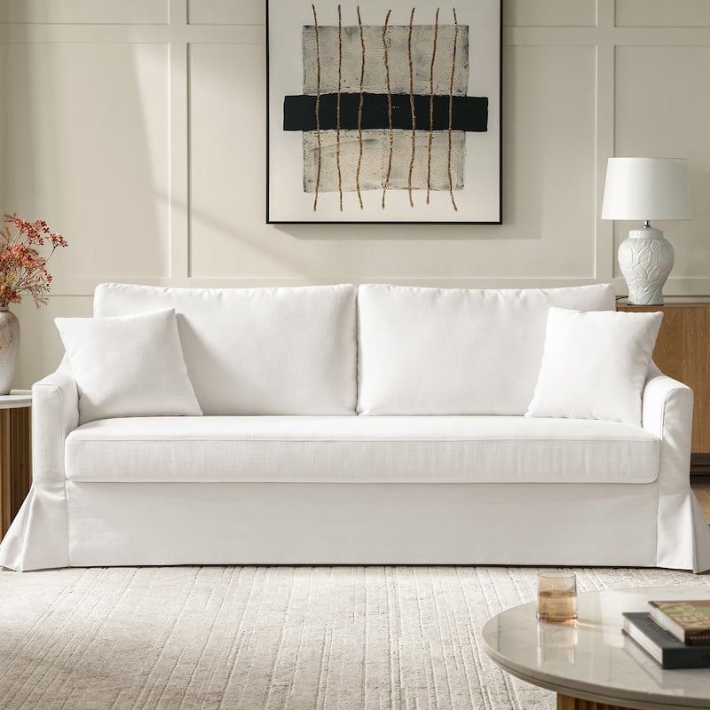 Volkhard 80.5" Modern Slipcovered Sofa With Removable Back Cushion By HULALA HOME