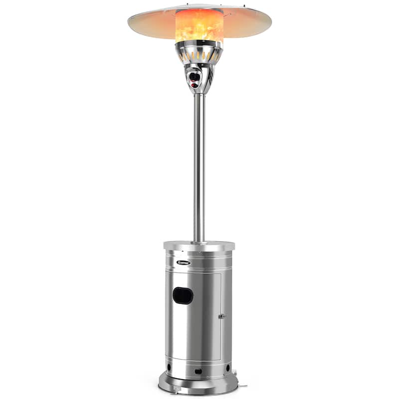 Costway 48,000 BTU Patio Propane Heater Stainless Steel W/Table & - See details - Silver
