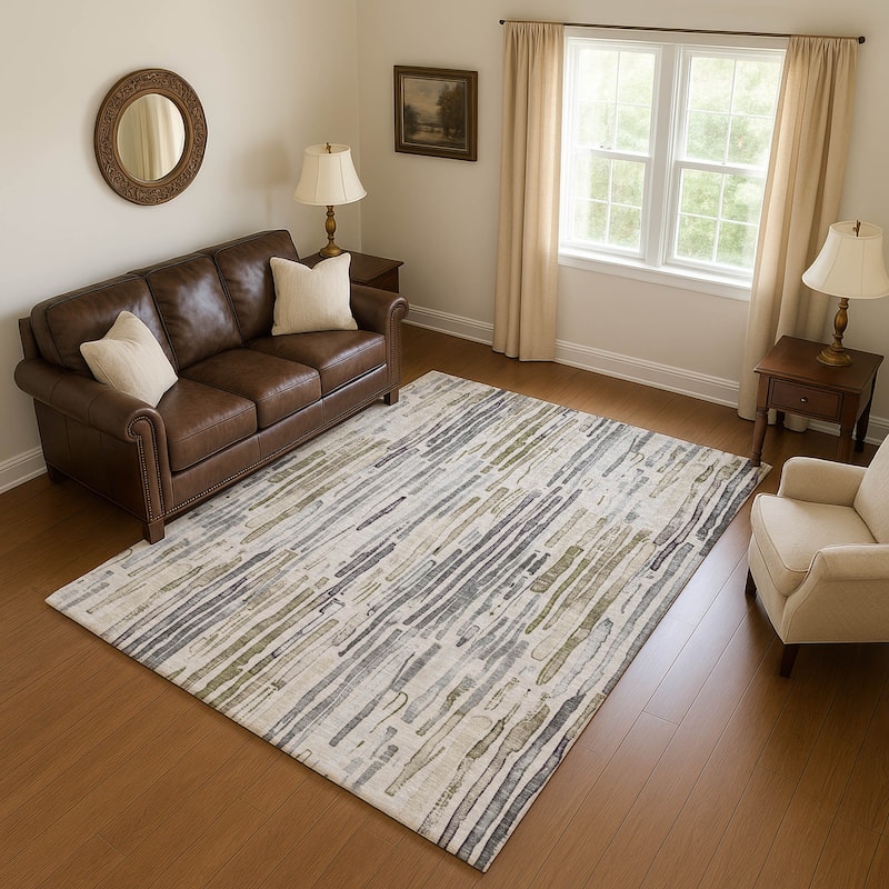 Premium Washable Super Soft Modern Stripes Mayfield Rug - Beige - 9' x 12'