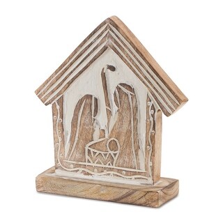 Wood Carved Nativity Barn (Set of 2) - Bed Bath & Beyond - 37971431