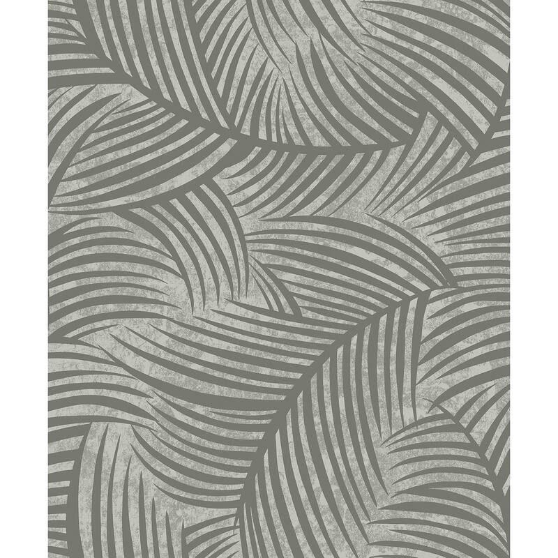 Seabrook Designs Zephyra Palms Glass Beaded Non-Woven Unpasted Wallpaper - 20.9 in W x 33 ft. L - Cement