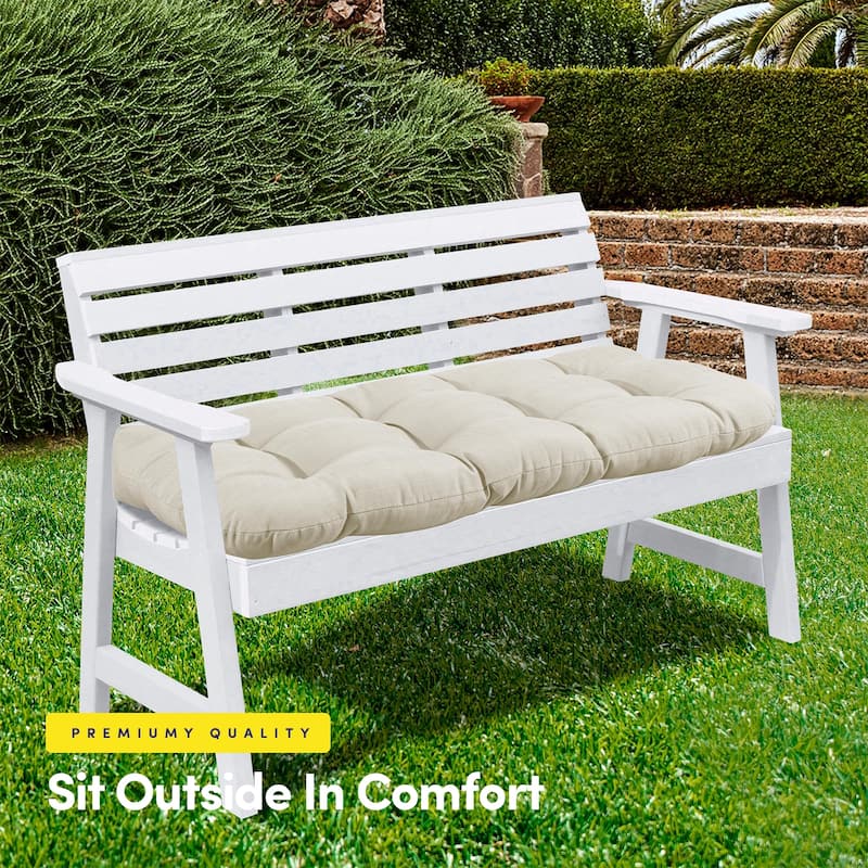 Sweet Home Collection 44" x 19" Tufted Outdoor Loveseat Cushion - Cream