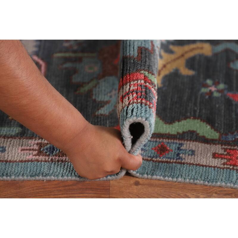 All-Over Oushak Oriental Area Rug Hand-Knotted Wool Carpet - 8'4" x 9'9"