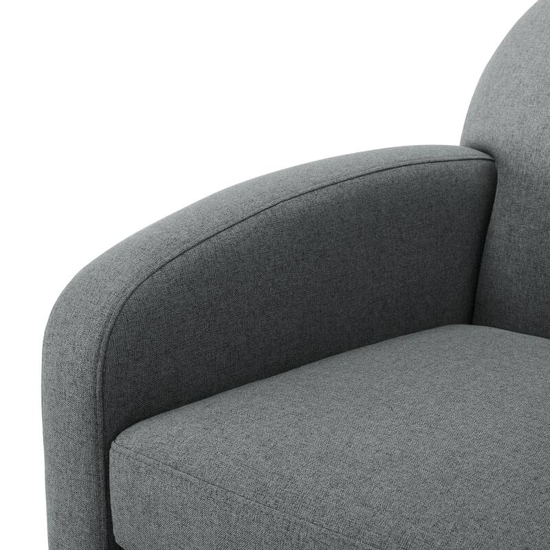 Gray Fabric Swivel Chair 33 Inch Edie Collection Barrel Style Removable Cushion