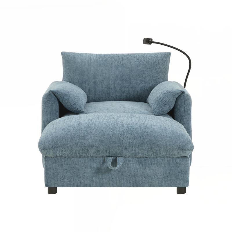 Comfy Chenille Armchair, Modern Cloud Chaise Lounge for Living Room&Apartment