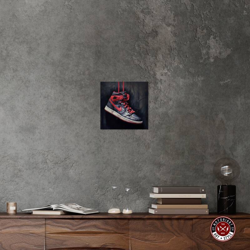 Notoriart Black And Red Hanging Sneaker Gallery Wrapped Sneaker 1 Piece Canvas Wall Art