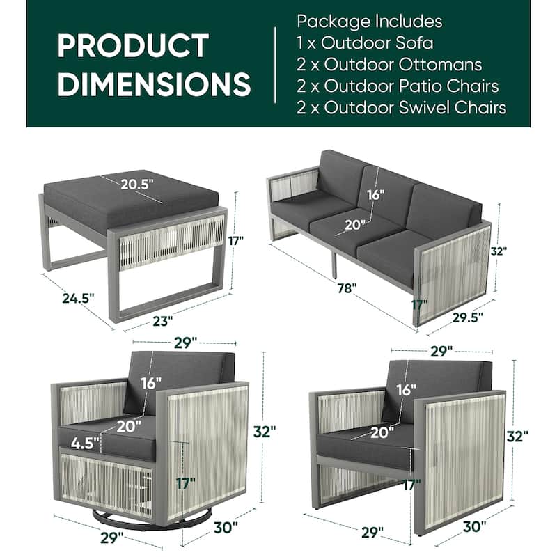 Pocassy 5 Inch Outdoor Patio Funiture Sets