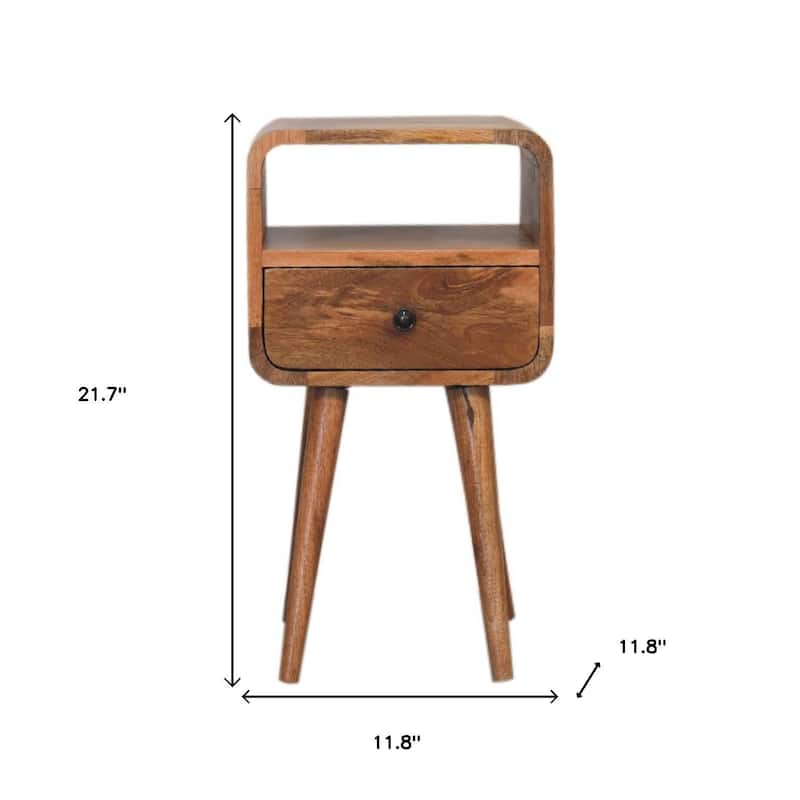 HomeRoots 22" Oak Solid Wood Square One Drawer Nightstand
