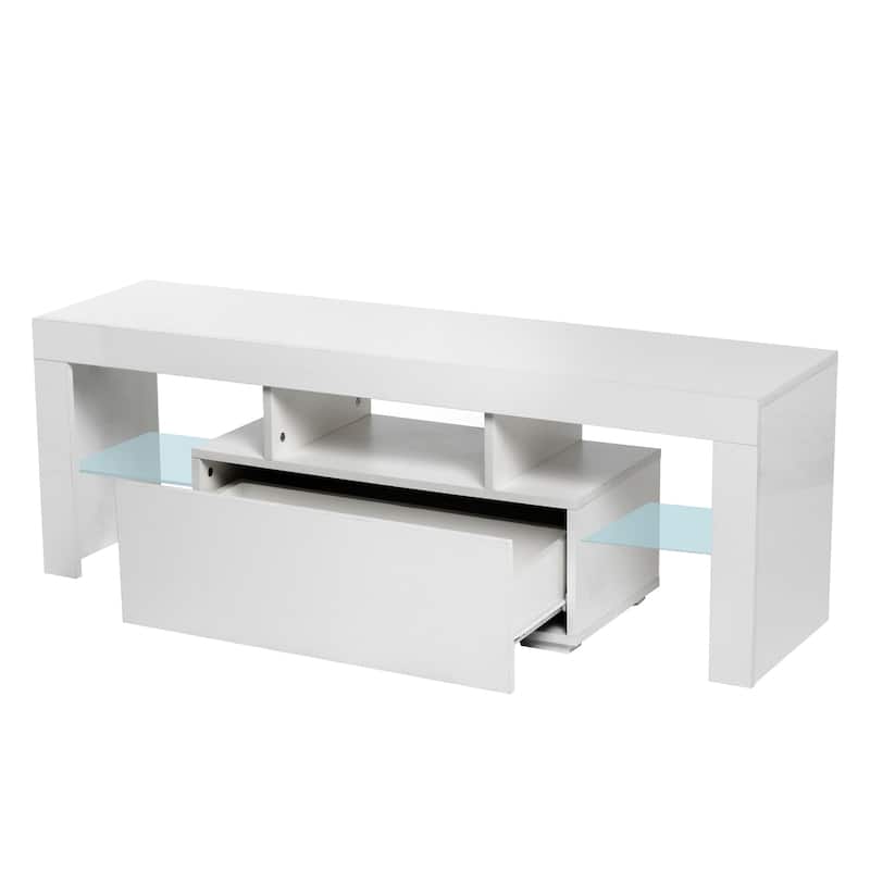 Morden TV Stand With LED Lights And Drawer