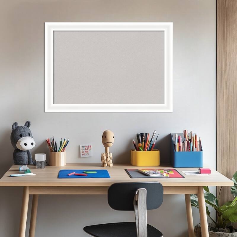 Oliver White Narrow Wood Framed Cork Board - Bulletin Board, Organization Board, Pin Board