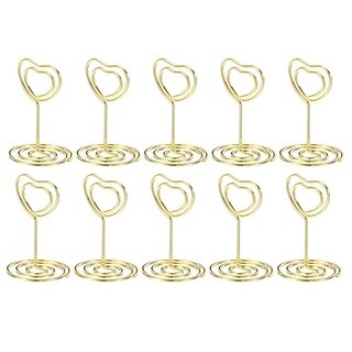 PATIKIL 10-Pack Gold Wire Table Number Holders – Heart Shape Clip, 3.3" Tall, For Wedding, Party, Place Cards