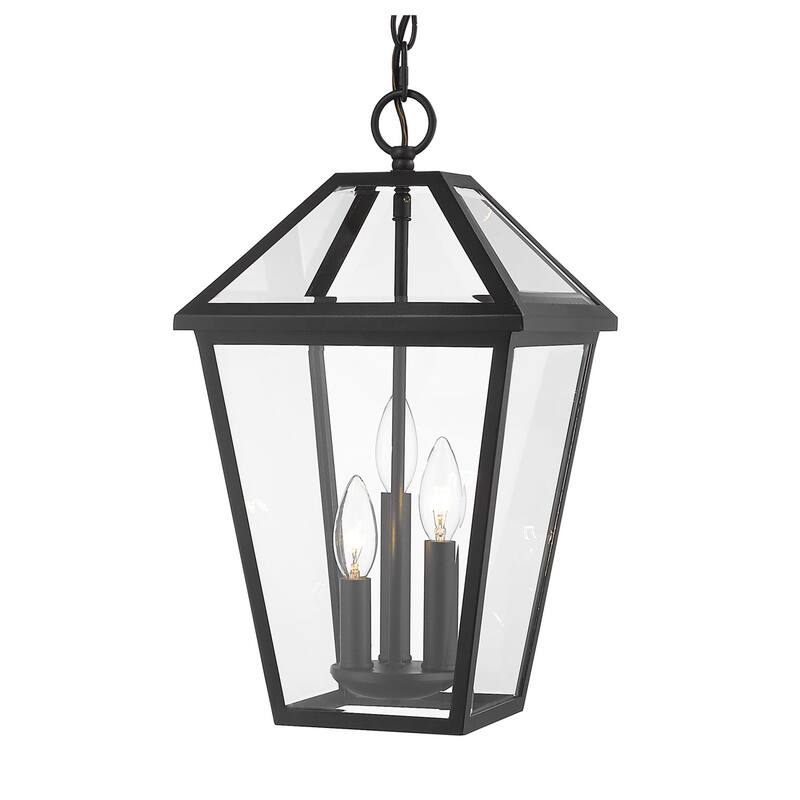 Roseto ZP66040 Calvin 3 Light 10" Wide Outdoor Taper Candle Pendant - Black