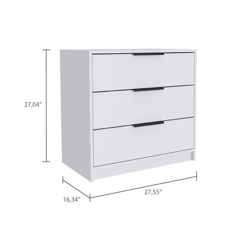 FM Furniture Washington 3 Drawer Dresser with Metal Handles