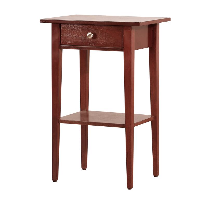 Modern 28-in Metal Hand Holder Single-Drawer Wood Tall Nightstand with Shelf