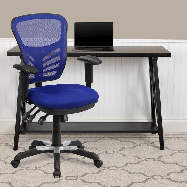Mid Back Blue Mesh Adjustable Ergonomic Office Chair Overstock 10605538