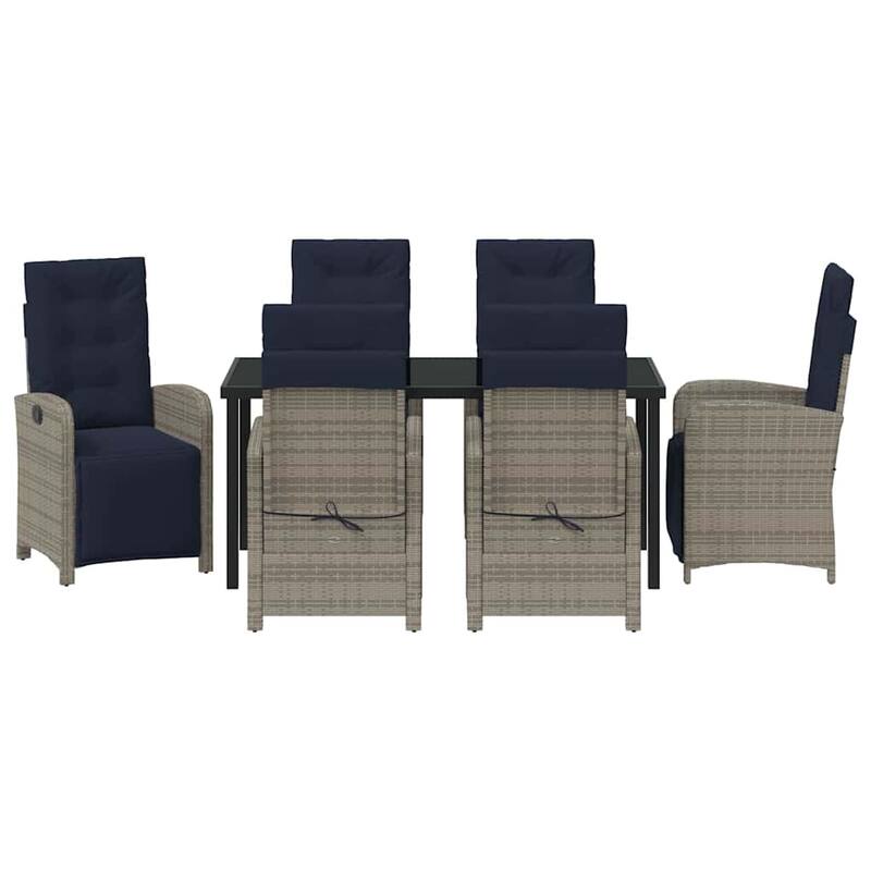 vidaXL Garden Dining Set with Cushion Grey Poly Rattan