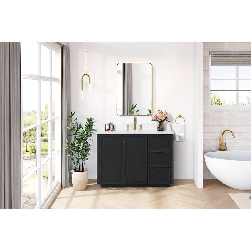 Busan Bath Vanity with White Quartz Stone Top without Mirror
